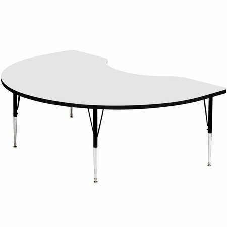 CORRELL 72'' x 48'' Kidney 19'' - 29'' White Finish Adjustable Height High-Pressure Top Activity Table 384A4872KD36